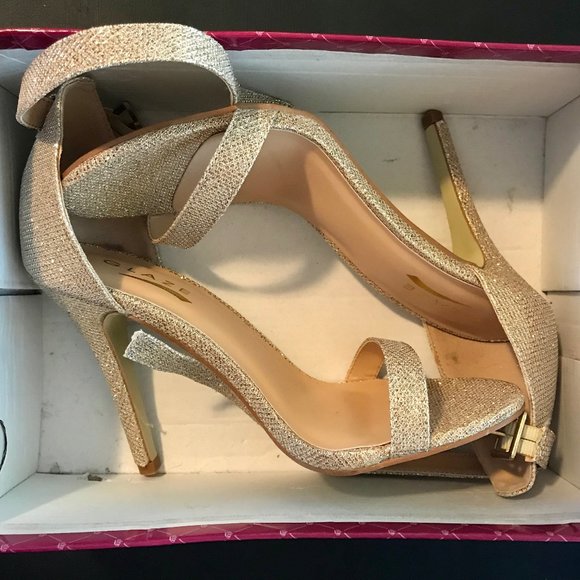 Rose Gold Metallic Two Strap Stiletto Heel - Picture 2 of 8